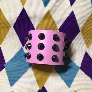 Pink punk rock stud spikes bracelet